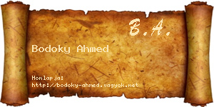 Bodoky Ahmed névjegykártya